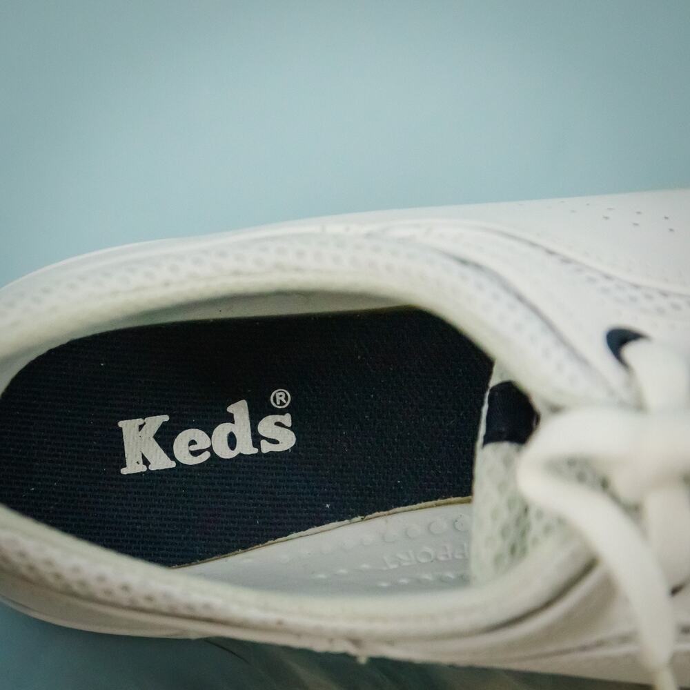 Keds Size 7 White Leather Micro Stretch Low Lace Up Comfort Sneakers Shoes NEW - Picture 7 of 9